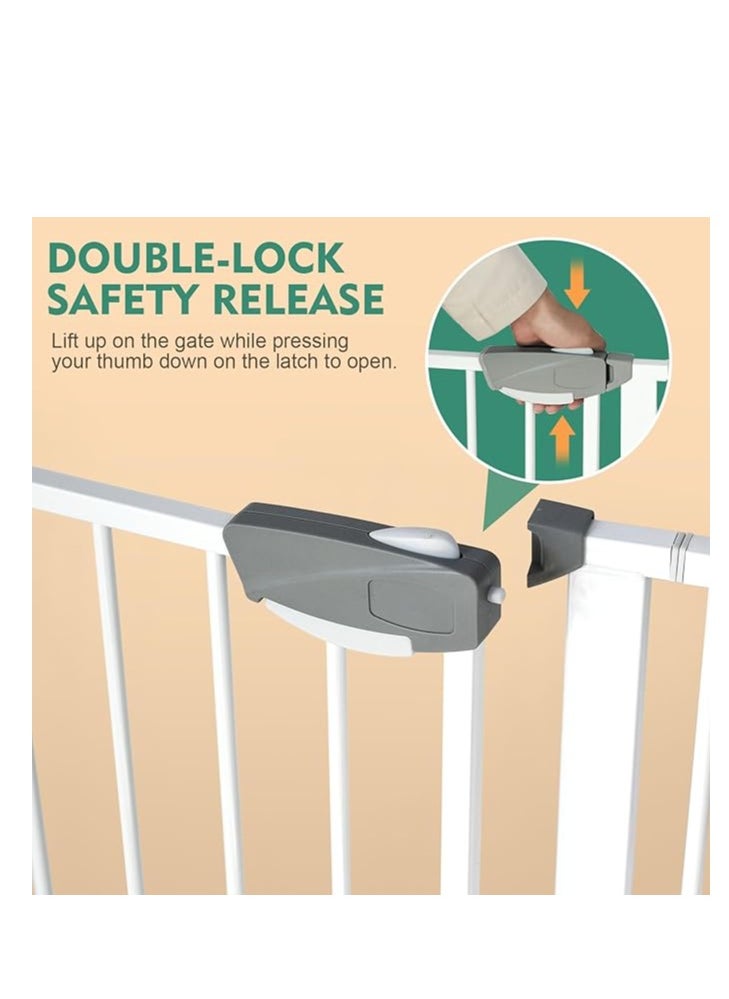 Generic Auto Close Safety Baby Gate, Extra Wide Child Fence Gate 75-84cm + 20cm Extension Kit Maximum Suitable For 114cm, Baby Fence Barrier Dog Gate Baby Gates for Stairs and Doorways, Easy Install (Gate + 20cm Extension Kit)  - Image 3
