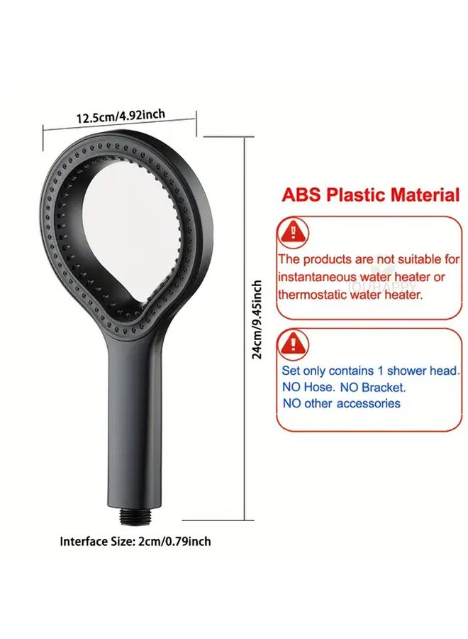 1pc High Pressure Wall Mounted Handheld Shower Head Round Spray With Ergonomic Grip Durable Plastic Silvery Design No Electricity Needed Modern Bathroom Upgrade For Enhanced Water Pressure And Aesthetics Sleek Showerhead Sturdy Construction - Image 2