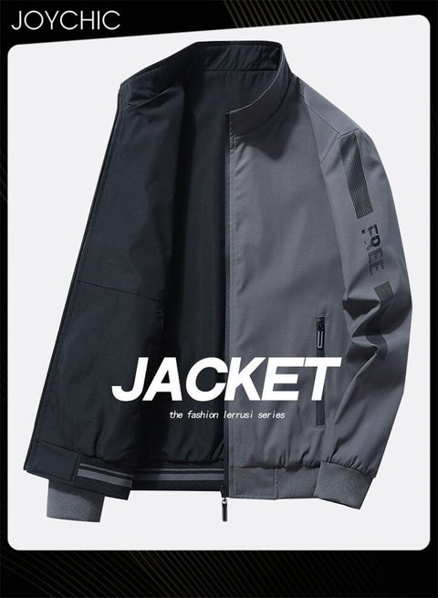 Solid Pattern Spring and Autumn Men's Jacket Hooded Casual Sports Windproof Zipper Coat Outdoor