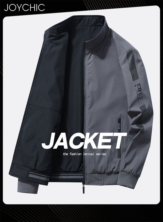 Solid Pattern Spring and Autumn Men's Jacket Hooded Casual Sports Windproof Zipper Coat Outdoor