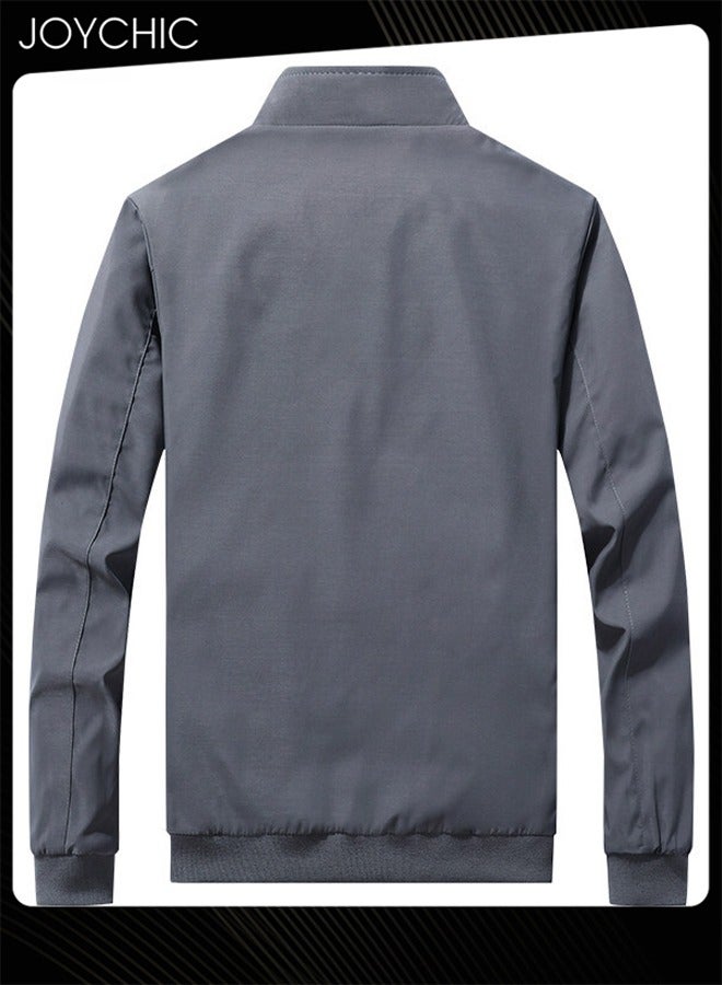 Solid Pattern Spring and Autumn Men's Jacket Hooded Casual Sports Windproof Zipper Coat Outdoor