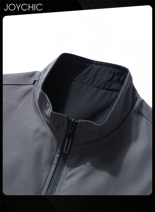 Solid Pattern Spring and Autumn Men's Jacket Hooded Casual Sports Windproof Zipper Coat Outdoor