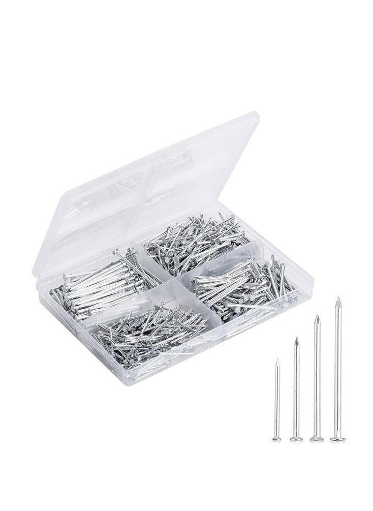 spa luxetique Nail Assortment Kit, 200Pcs, 4 Sizes, Silver, Small Nails for Hanging Pictures, Finishing Nails, Gold Wall Nails for Hanging, Pin Nails, Hardware Nails, Assorted Nails, Galvanized Nails  - Image 1