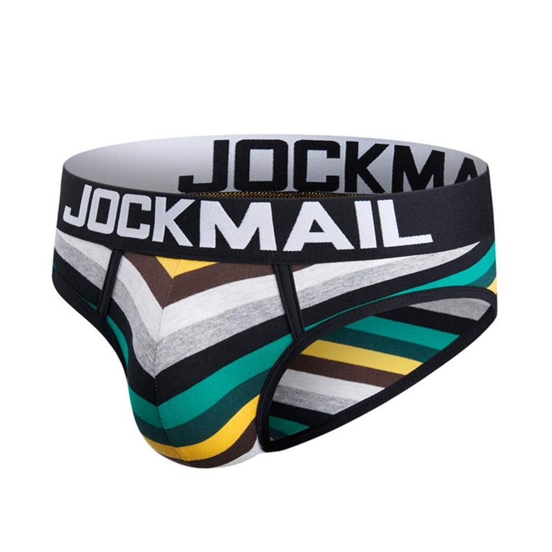 JOCKMAIL 3PCS/Pack Men Briefs Underwear Cotton Mens Rainbow Stripe Underwear Briefs Comfortable Underpants (Large) - Image 4