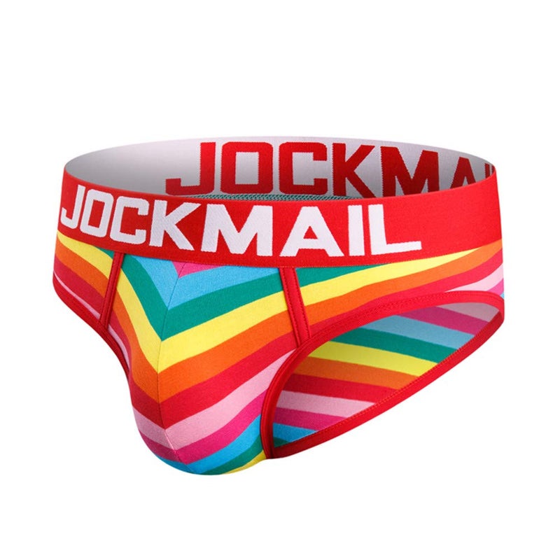 JOCKMAIL 3PCS/Pack Men Briefs Underwear Cotton Mens Rainbow Stripe Underwear Briefs Comfortable Underpants (Large) - Image 5