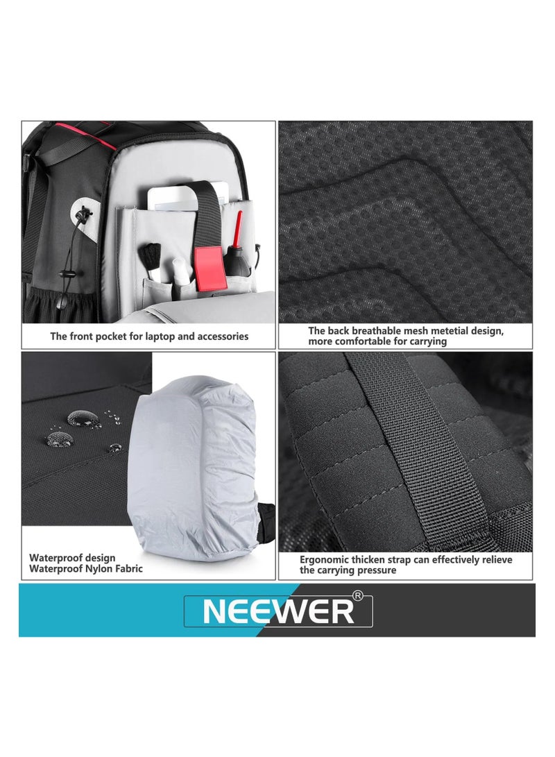 Neewer Adjustable Padded Waterproof Shockproof Camera Backpack with Anti-Theft Lock for DSLR, DJI Phantom Drones, Tripods, Lenses, and Accessories - Image 5