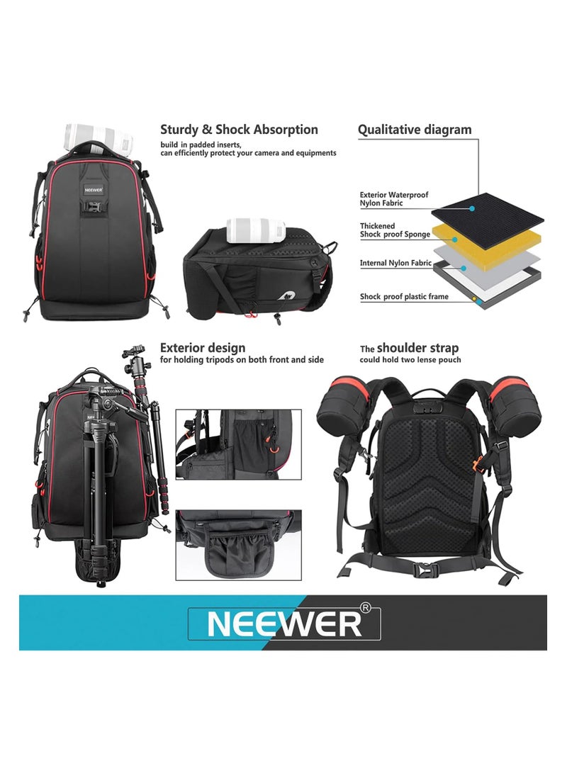 Neewer Adjustable Padded Waterproof Shockproof Camera Backpack with Anti-Theft Lock for DSLR, DJI Phantom Drones, Tripods, Lenses, and Accessories - Image 4