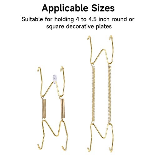 Fasunry 10 Piece Plate Hangers, 4 Inch Invisible Brass Wall Plate Hangers, Comes with 12 Piece Wall Hooks for Decorative Plates - Image 2