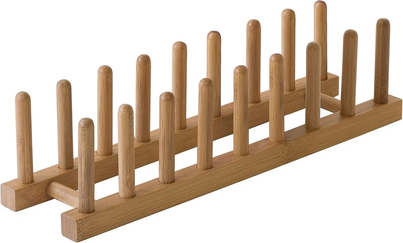 Lipper International 887 Bamboo Wood Plate Rack and Pot Lid Holder 1538 x 438 x 4 - Image 1
