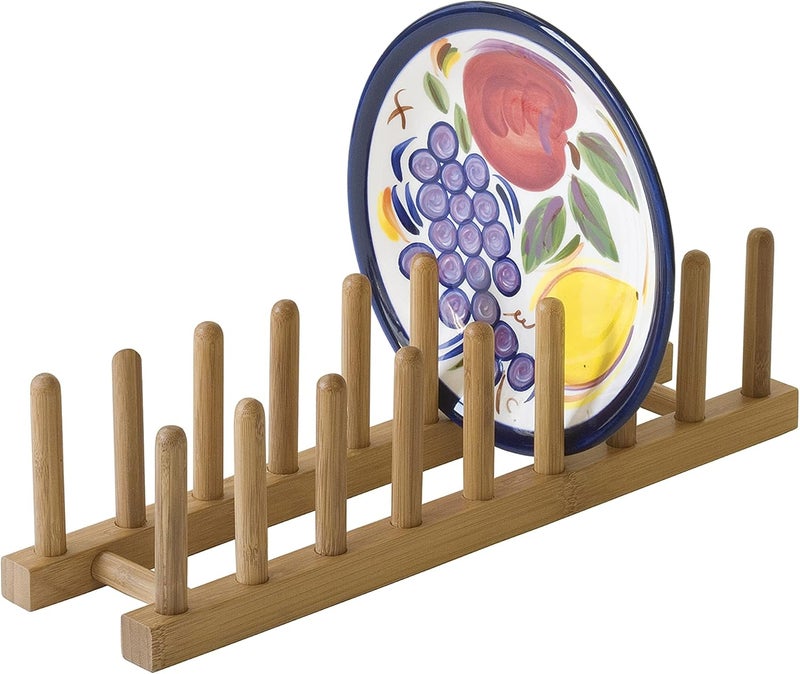 Lipper International 887 Bamboo Wood Plate Rack and Pot Lid Holder 1538 x 438 x 4 - Image 2