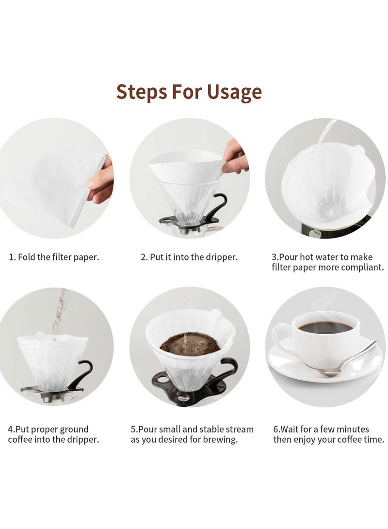 100 Piece Coffee Filter Paper Drip Coffee v60 Filter White (2-4 Cups) - Image 5
