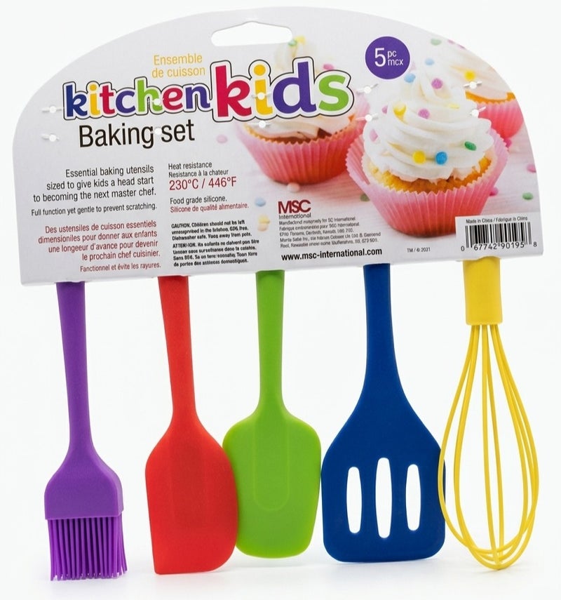 Joie MSC Joie Kitchen Kids Baking Set 5 Piece – Silicone Cooking Utensils for Kids, Whisk, Spatula & Brush Set, Heat Resistant Food Safe Baking Tools for Cooking, Mixing & Decorating - Image 2