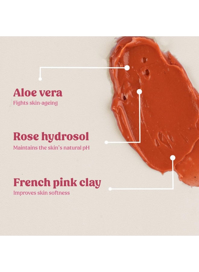 Vilvah Store Wild Rose Face Mask For Glowing Skin | Skin Brightening | With Aloe Vera And Rose Water | Goodness Of French Pink Clay | Suitable For All Skin Types | For Men & Women | 100Gm - Image 2