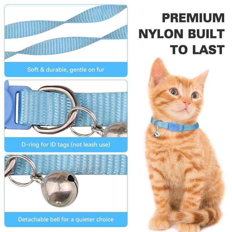 Waoduld 16 PCS Breakaway Cat Collars,Kitten Collar with Bell Cat Collars for Boy Girl Cats Breakaway Collar for Cats 7.5-12.6 Inch - Image 5