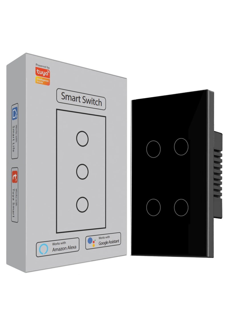TUYA Tuya Smart Zigbee 4 Gang Light Touch Switch Works with Amazon Alexa and Google Home  - Image 1