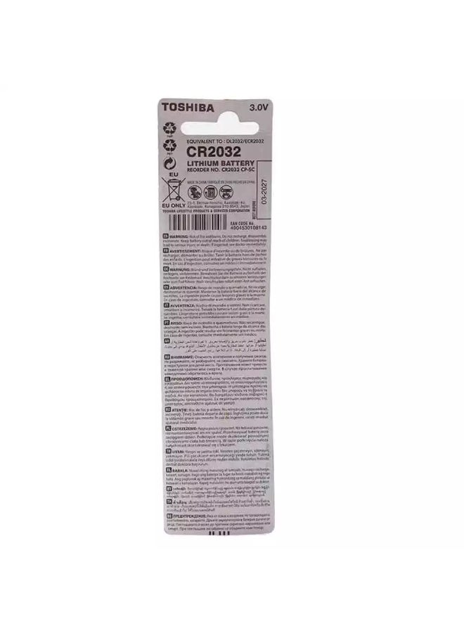 Toshiba Lithium Battery, 0 Percent Mercury, 3.0V CR2032 - Pack of 5 Pieces - Image 2