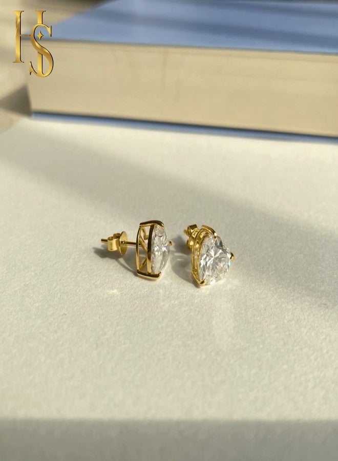 HIGHSPARK 925 Silver Solitaire Heart Earrings for Women | 92.5 Sterling Silver and Diamond like Brilliance Sparkling Zirconia for that Stunning Shine | Lovely Gift - Gold 8mm - Image 5