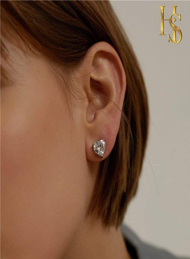 HIGHSPARK 925 Silver Solitaire Heart Earrings for Women | 92.5 Sterling Silver and Diamond like Brilliance Sparkling Zirconia for that Stunning Shine | Lovely Gift - Gold 8mm - Image 4