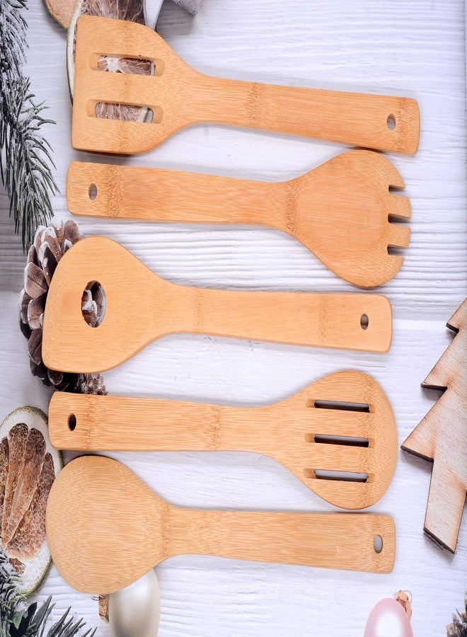 Keast 5Pcs Bamboo Spatula Spoon Set, The Nightmare and Christmas Nonstick Spatulas and Spoons Kitchen Christmas Decoration, Wood Kitchen Utensil Set Valentine's Day Gift Christmas Gift - Image 4