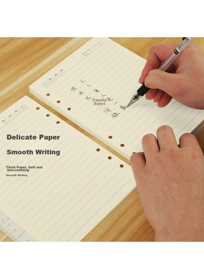 Tango A5 Loose-leaf Refill Paper With Ruled Lines, Thickened 100g, Suitable For 6-ring Loose-leaf Notebooks, For Exam Preparation, Error Correction, Homework, Notes, Meeting Minutes, Universal Replacement Refills, 92 Sheets Per Pack, 10 Packs - Image 1