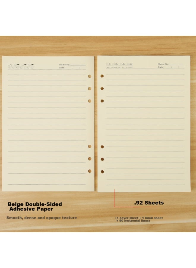 Tango A5 Loose-leaf Refill Paper With Ruled Lines, Thickened 100g, Suitable For 6-ring Loose-leaf Notebooks, For Exam Preparation, Error Correction, Homework, Notes, Meeting Minutes, Universal Replacement Refills, 92 Sheets Per Pack, 10 Packs - Image 2