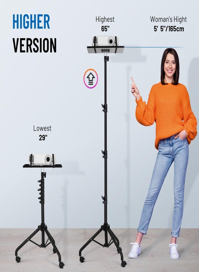 CAHAYA Projector Tripod Stand Adjustable: Height 29 to 65in Projector with Casters Universal Laptop Stand Portable Multifunctional DJ Rack Stand for Outdoor Movies Computer Book DJ Equipment CY0332 - Image 2