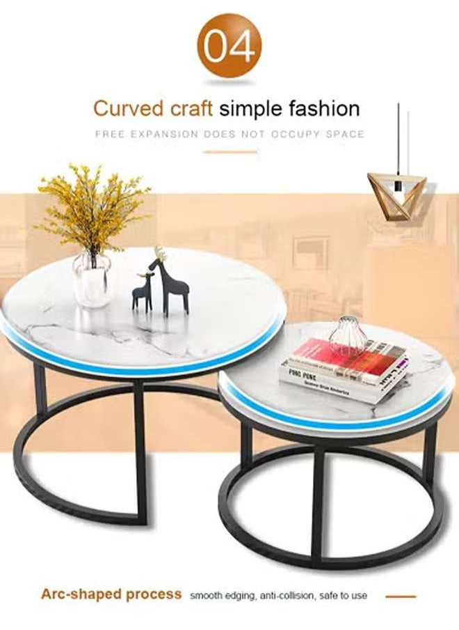 AGD Nesting Design Coffee Table 2 Pieces Round Center Table Modern Side Table with Metal Legs for Living Room, Balcony, Corner  - Image 4