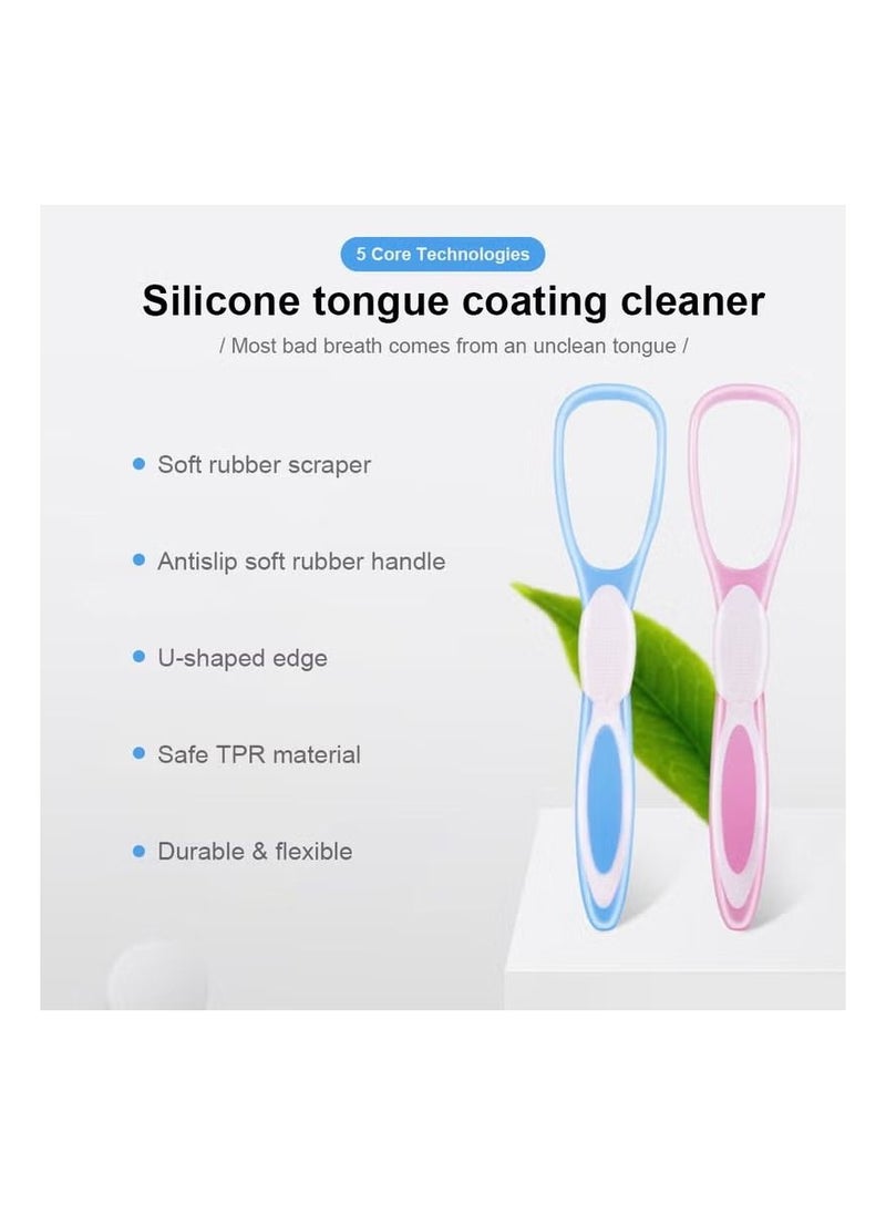 ORiTi - ORiTi 2 Pack Reusable Reduce Bad Breath Tongue Scraper Pink 26 x 8 x 13cm - Image 1