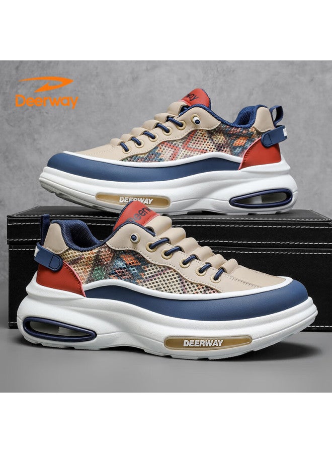 Deerway Men's Chunky Sneakers Summer Shoes Men's Mesh Casual Shoes Breathable Thick Sole Sports Shoes Blue Red Brown Size 42 - Image 5