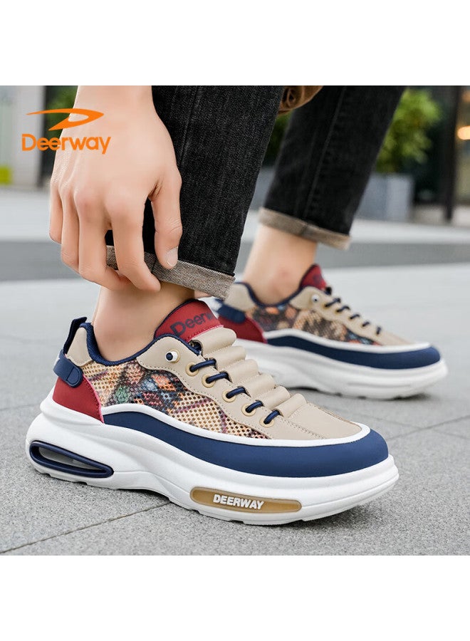 Deerway Men's Chunky Sneakers Summer Shoes Men's Mesh Casual Shoes Breathable Thick Sole Sports Shoes Blue Red Brown Size 42 - Image 4