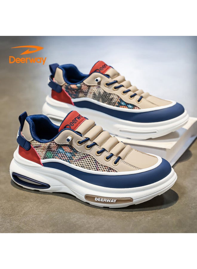 Deerway Men's Chunky Sneakers Summer Shoes Men's Mesh Casual Shoes Breathable Thick Sole Sports Shoes Blue Red Brown Size 42 - Image 3