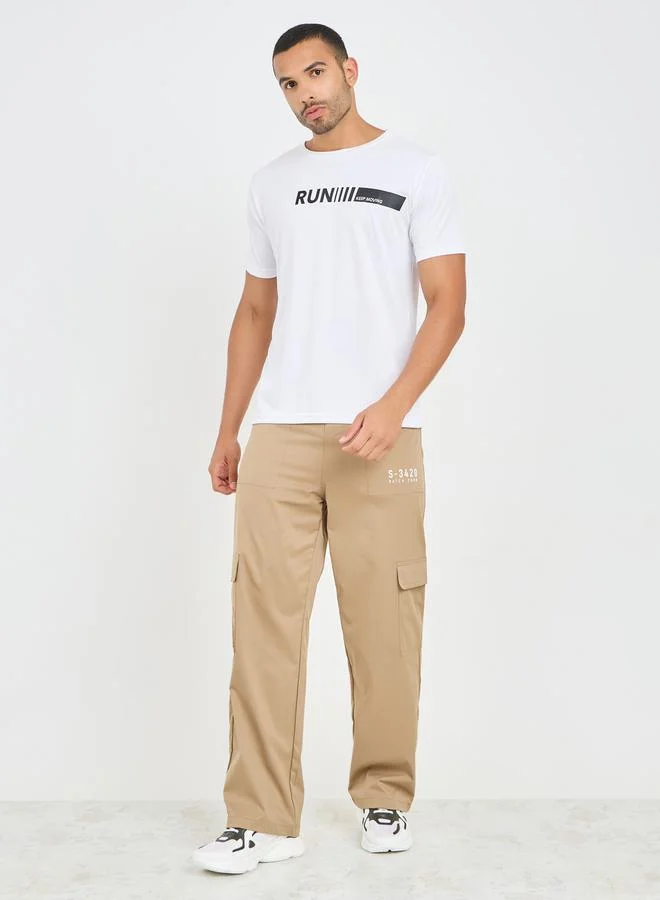 Styli Printed Wide Leg Cargo Pant