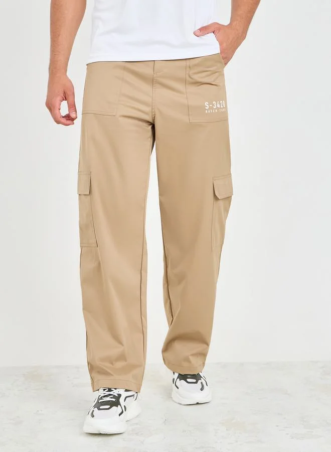 Styli Printed Wide Leg Cargo Pant