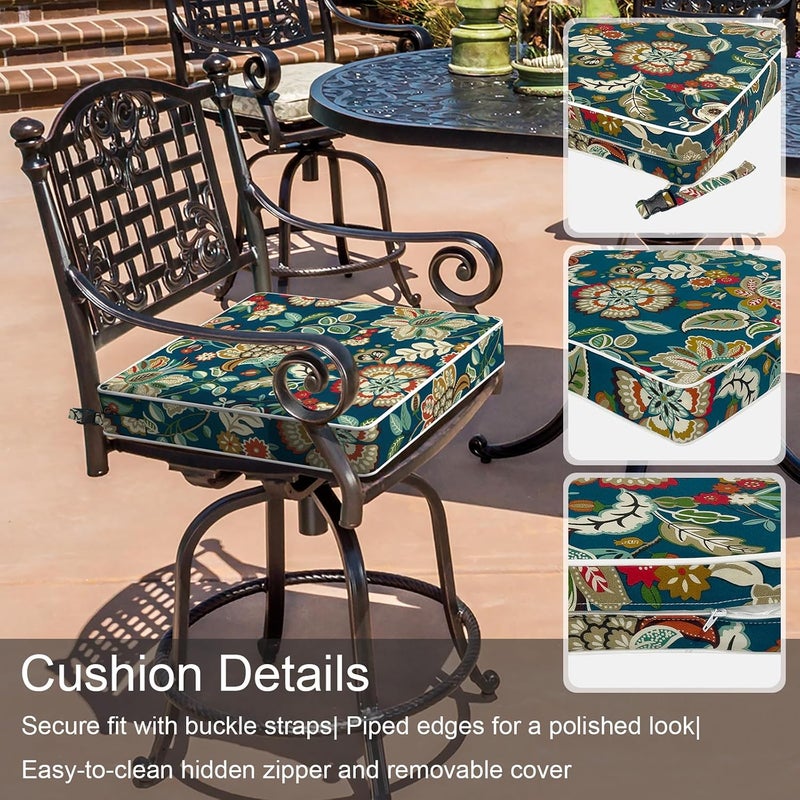 LVTXIII Patio Chair Cushions 19"x19"x3", Water-Repellent Outdoor Seat Cushions for Patio Furniture, Square Chair Pads with Ties for Home Garden Decoration, Set of 2, Peacock Blue - Image 4