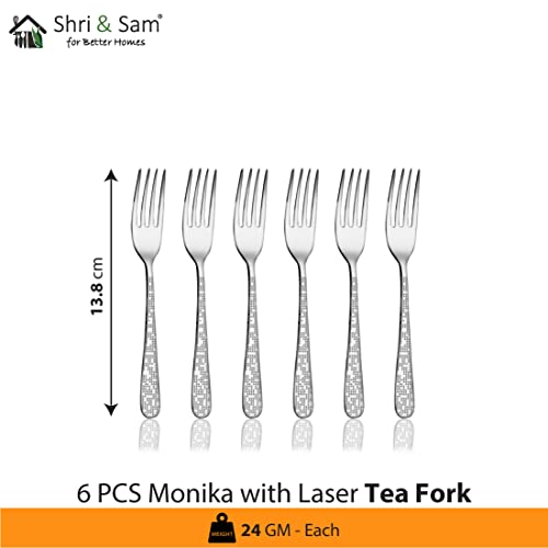 Shri & Sam Stainless Steel Monika with Laser Tea Fork,6 Pieces - Image 2