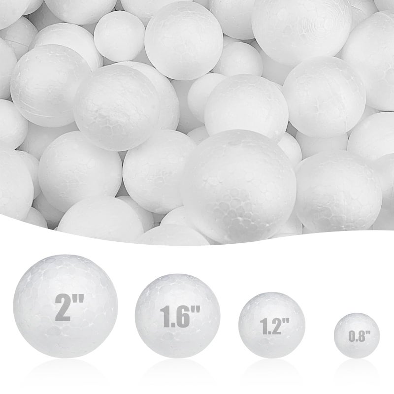 AHKUNMT Styrofoam Balls,245PC Large White Foam Balls for Crafts, DIY Craft Giant Foam Ball for Home and School,Smooth Solid Round Ball(Styrofoam-0.8-2in-245pc) - Image 1