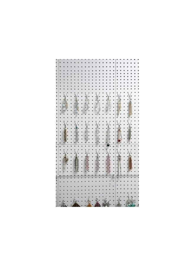 promass 20 Pack Pegboard Hooks - J-Hook Silver Pegs for Displaying Jewelry, Necklaces, Keys, Small Tools - Secure Fit on 1/8”, 3/16” Peg Boards - Image 2