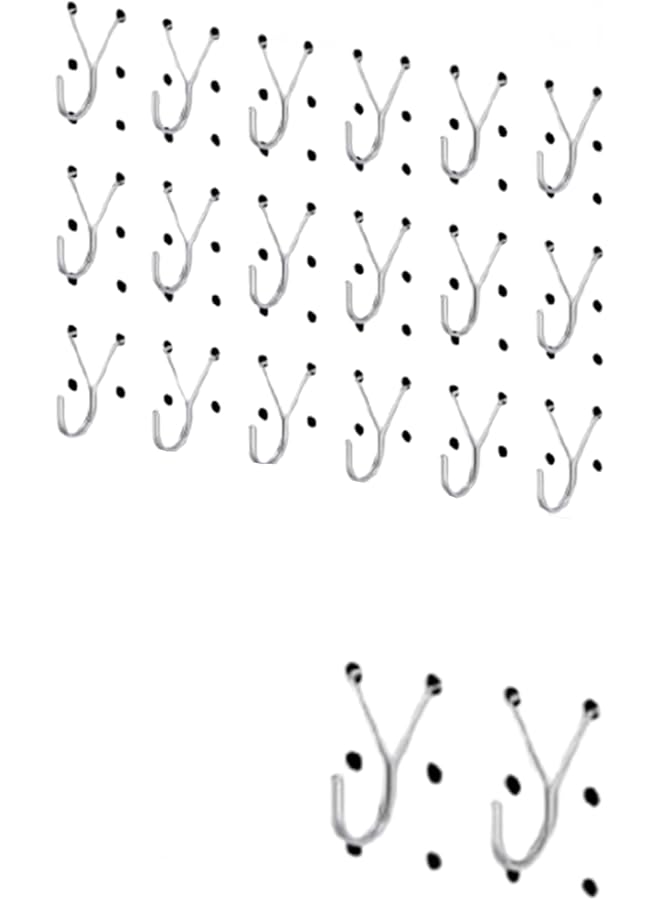 promass 20 Pack Pegboard Hooks - J-Hook Silver Pegs for Displaying Jewelry, Necklaces, Keys, Small Tools - Secure Fit on 1/8”, 3/16” Peg Boards - Image 1