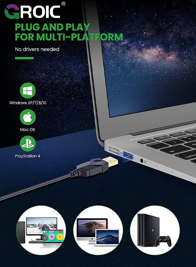 جرويك USB Recording Microphone with RGB LED Light Stand for Laptop YouTube Live Broadcast Karaoke Gamers Computer Microphone - Image 5