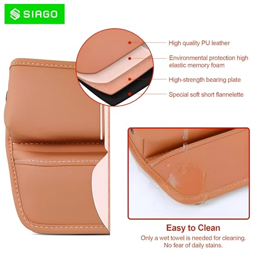 SIAGO Car Seat Gap Filler Organizer | Premium PU Leather Storage Box for Phone | Car Accessories for Keys, Cards & Coins | Universal Fit for Cars, SUVs & Trucks (Tan) (SIA133) - Image 5