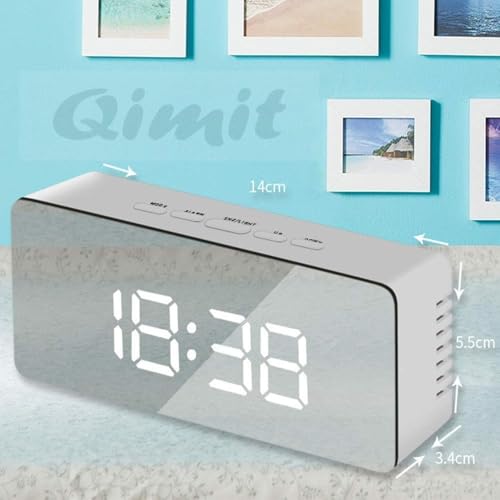 QIMIT Digital LED Mirror Alarm Clock for Table Smart Alarm Clock for Students Heavy Sleepers with Sensor Date and Temperature for Office Home & Bedroom (Silver Mirror Clock) - Image 4