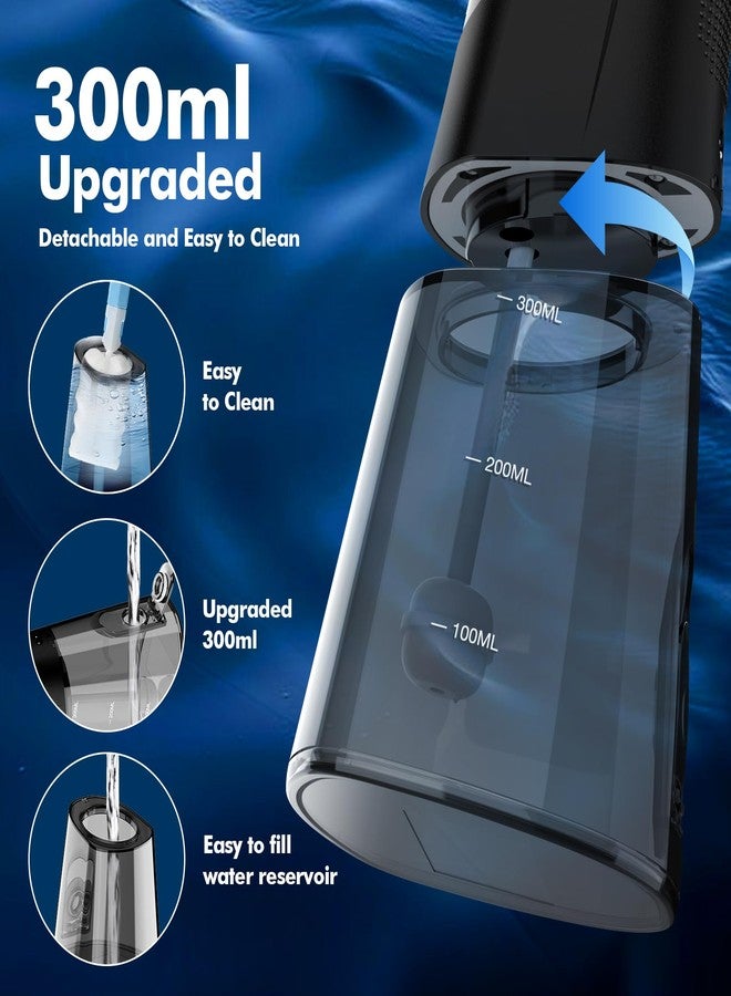WAFLOO Cordless Water Dental Flosser for Teeth, with 8 Jet Tips, 300ML Tank Oral Irrigator Portable with 4 Modes IPX7 Waterproof Rechargeable Water Floss for Home Travel, Adults Teeth Cleaning (Black) - Image 4