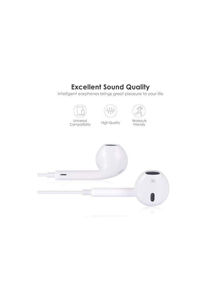 Generic - Wired Handfree Bluetooth Earbuds for iPhone X, 8, and 7 Plus ,12 pro max ,13 pro,14 pro- Headphones with Lightnning Connector Earphones Compatible with Apple phones - White - Image 1