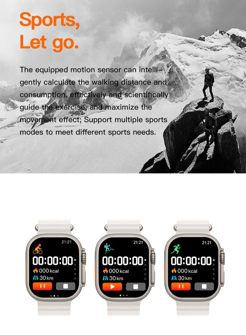 SAB - TS900 ULTRA Smart Watch 1.93 Inch HD Touch Screen Waterproof, Bluetooth Calling, With Blood Pressure and Heart Rate Monitor, Sports Digital Smart Watch - Image 1