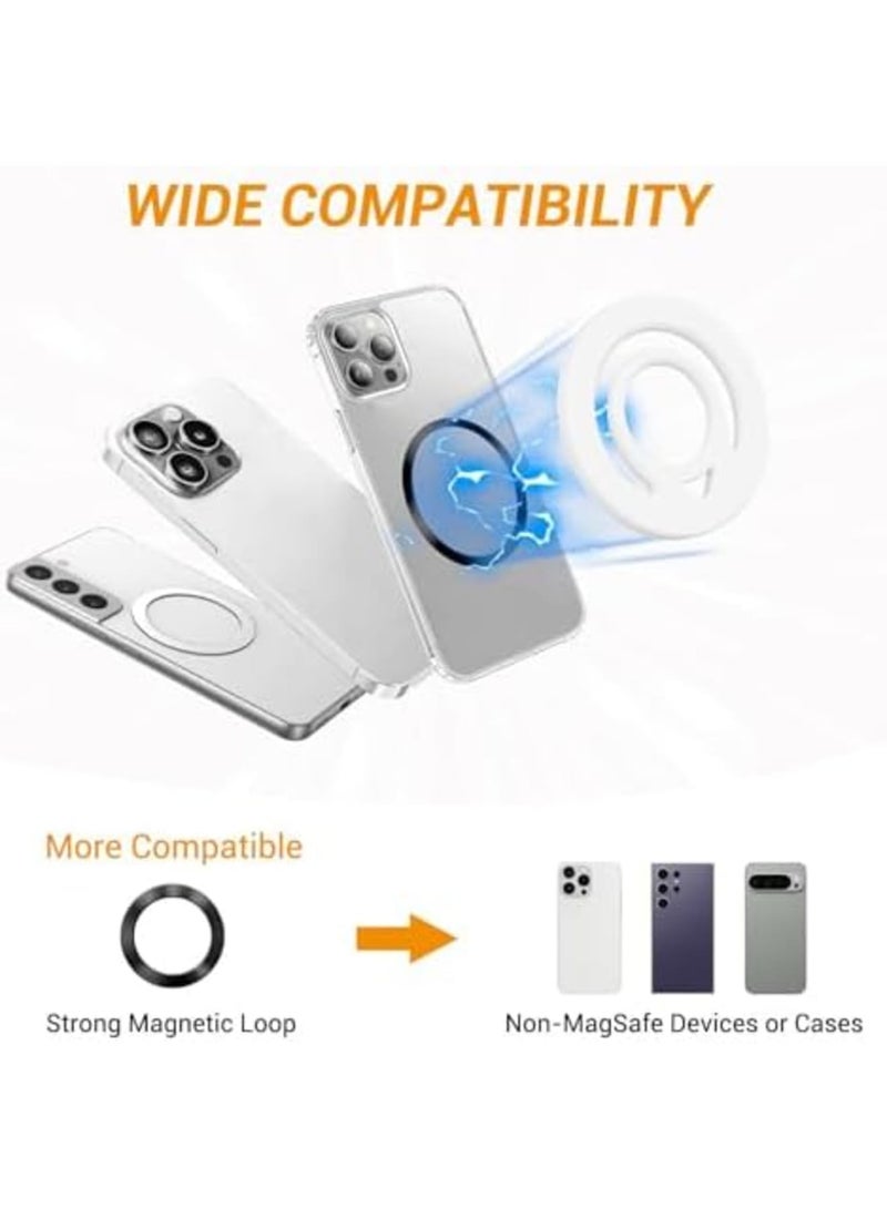 SYOSI Ultra-Thin Dual-Sided Magnetic Ring Grip for Back of Phone, Compatible with Mag-Safe, Comfortable Silicone Magnet Finger Loop for iPhone, Enhanced Magnetic Ring for Phone Case, Slim (White) - Image 5