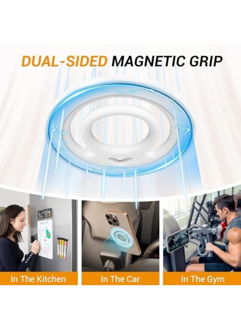 SYOSI Ultra-Thin Dual-Sided Magnetic Ring Grip for Back of Phone, Compatible with Mag-Safe, Comfortable Silicone Magnet Finger Loop for iPhone, Enhanced Magnetic Ring for Phone Case, Slim (White) - Image 4