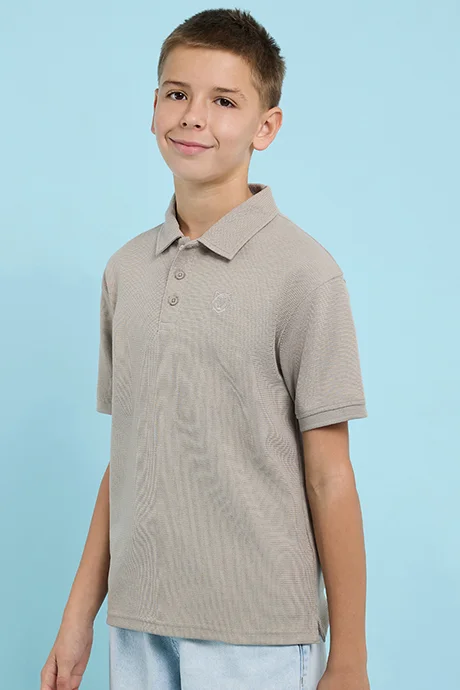 R&B Textured Polo T-Shirt with Short Sleeves