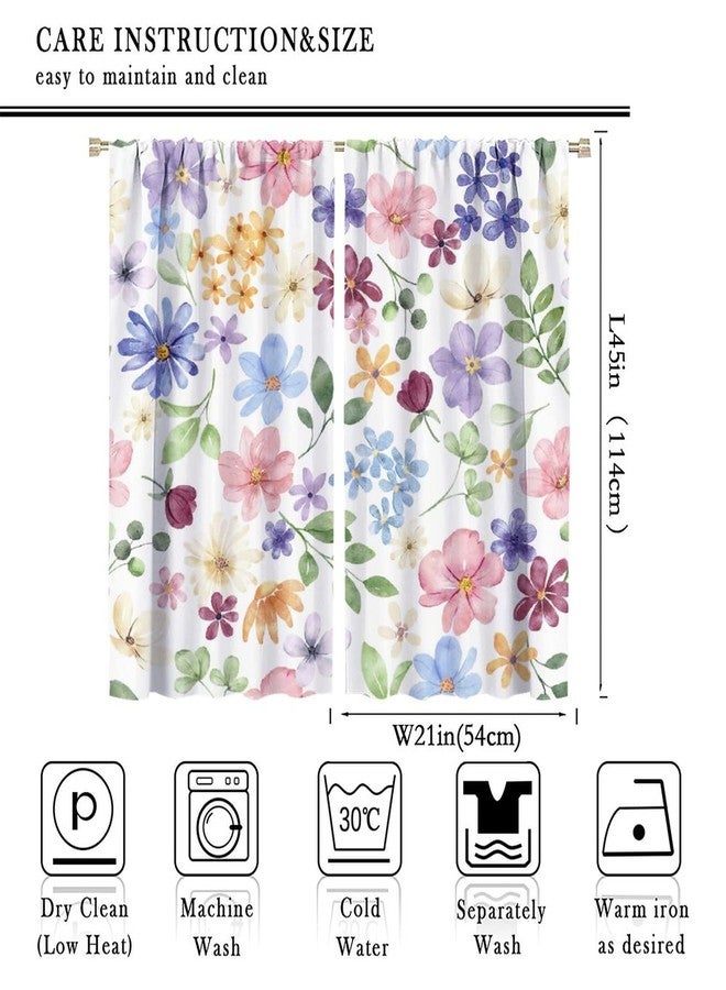 AuiMzoo Floral Blackout Curtains, Spring Watercolor Flower Plant Rustic Modern Style Pattern for Bedroom Living Room, 2 Panel Set,42X45 Inch - Image 2