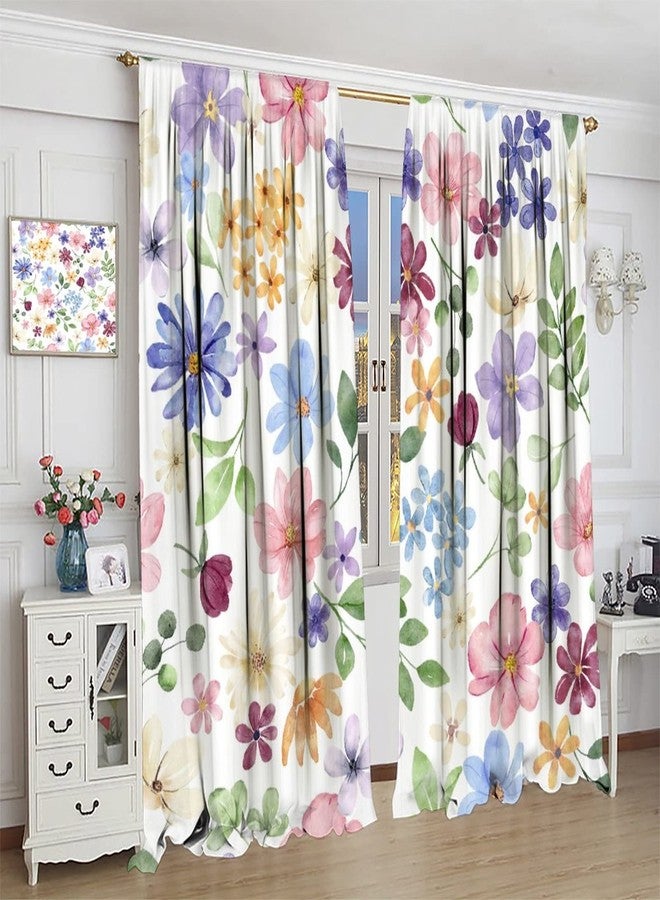 AuiMzoo Floral Blackout Curtains, Spring Watercolor Flower Plant Rustic Modern Style Pattern for Bedroom Living Room, 2 Panel Set,42X45 Inch - Image 4