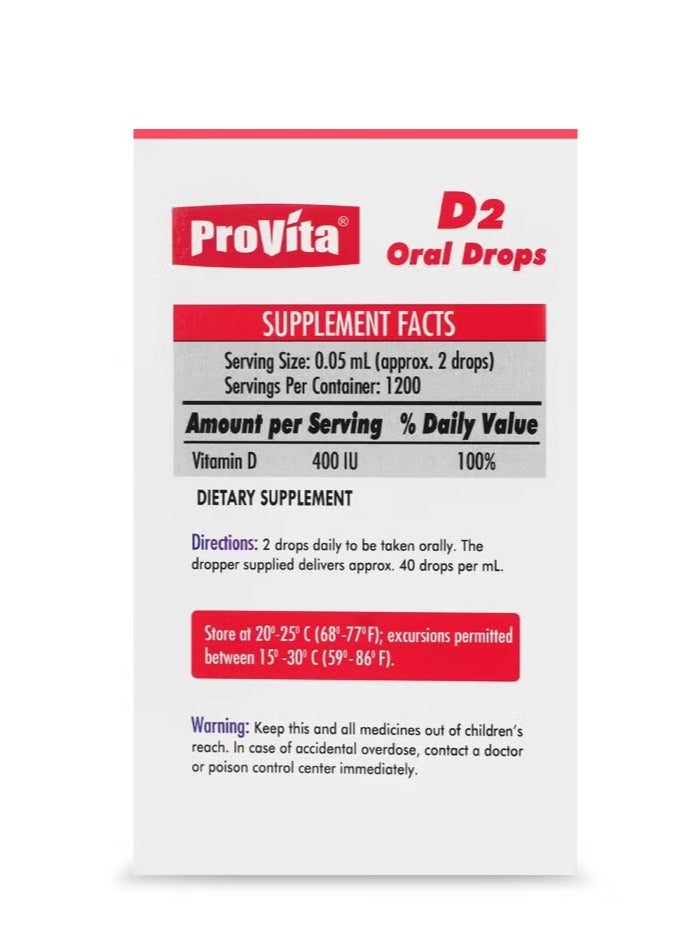 PROVITA Vitamin D2 Ergocalciferol 8000 IU per ML Oral DROPS 60ml - Image 2